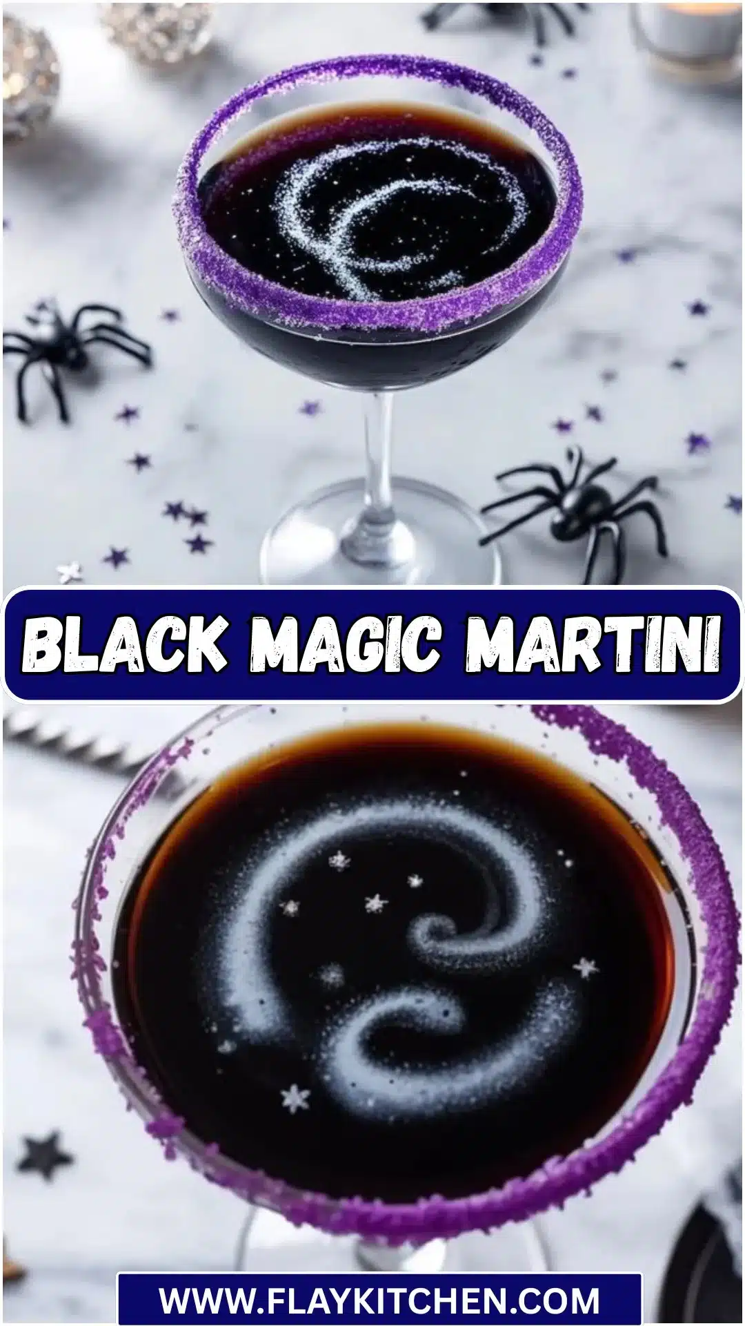 Black Magic Martini 4 A delicious Black Magic Martini cocktail garnished with a twist of lemon.
