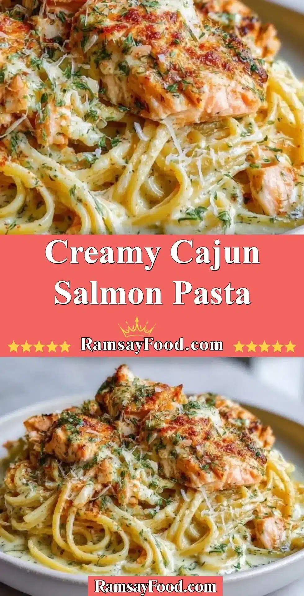 Creamy Cajun Salmon Pasta 2 Delicious creamy Cajun salmon pasta served in a bowl