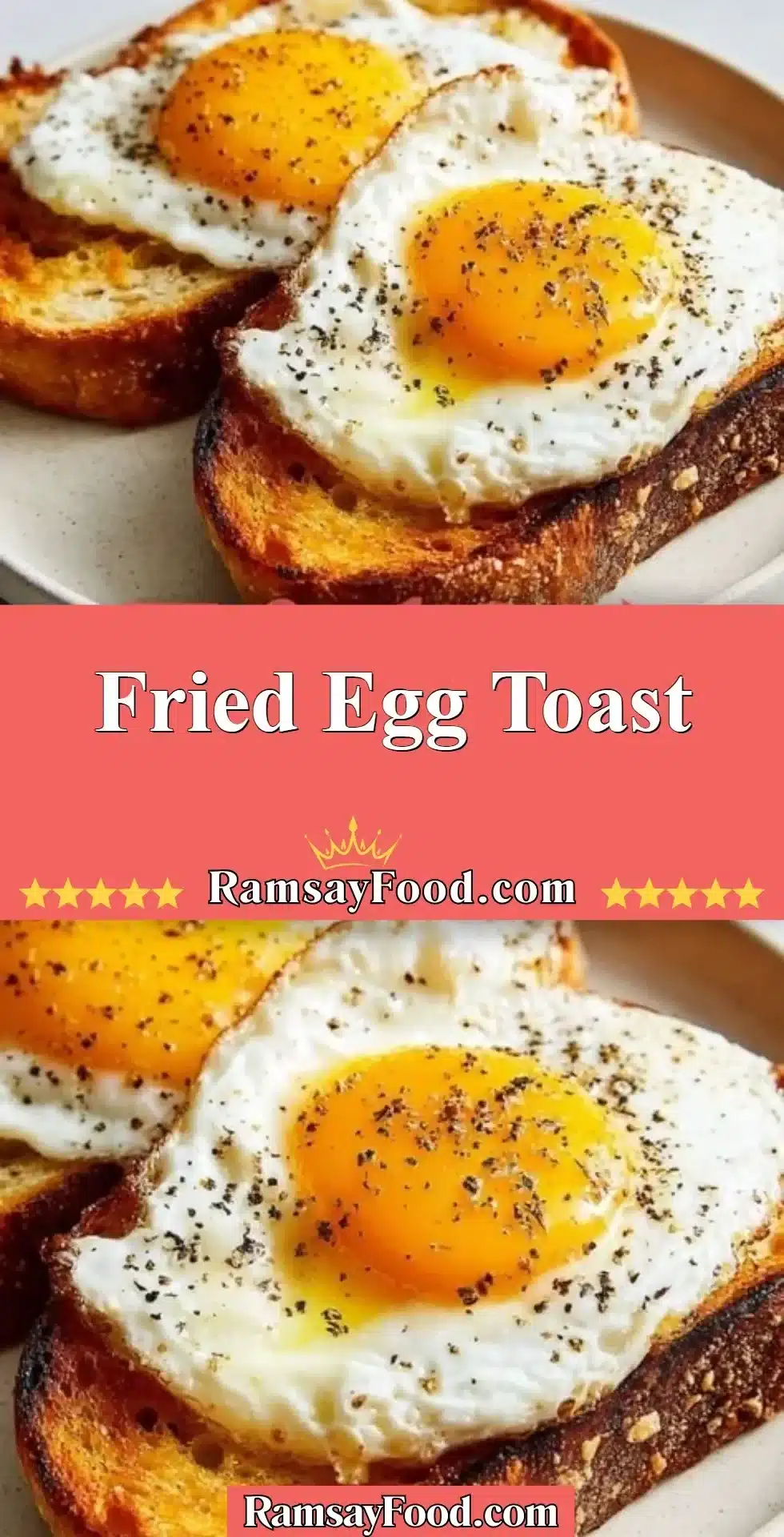Fried Egg Toast 29 A delicious plate of fried egg toast topped with a perfectly cooked sunny-side-up egg.