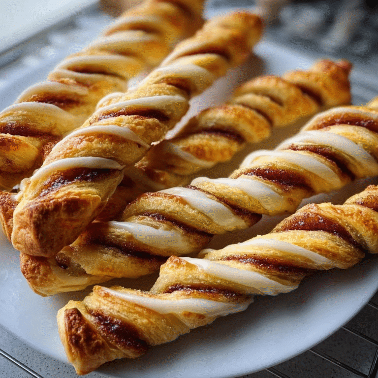 Puff Pastry Cinnamon Twists 6 Delicious puff pastry cinnamon twists on a plate