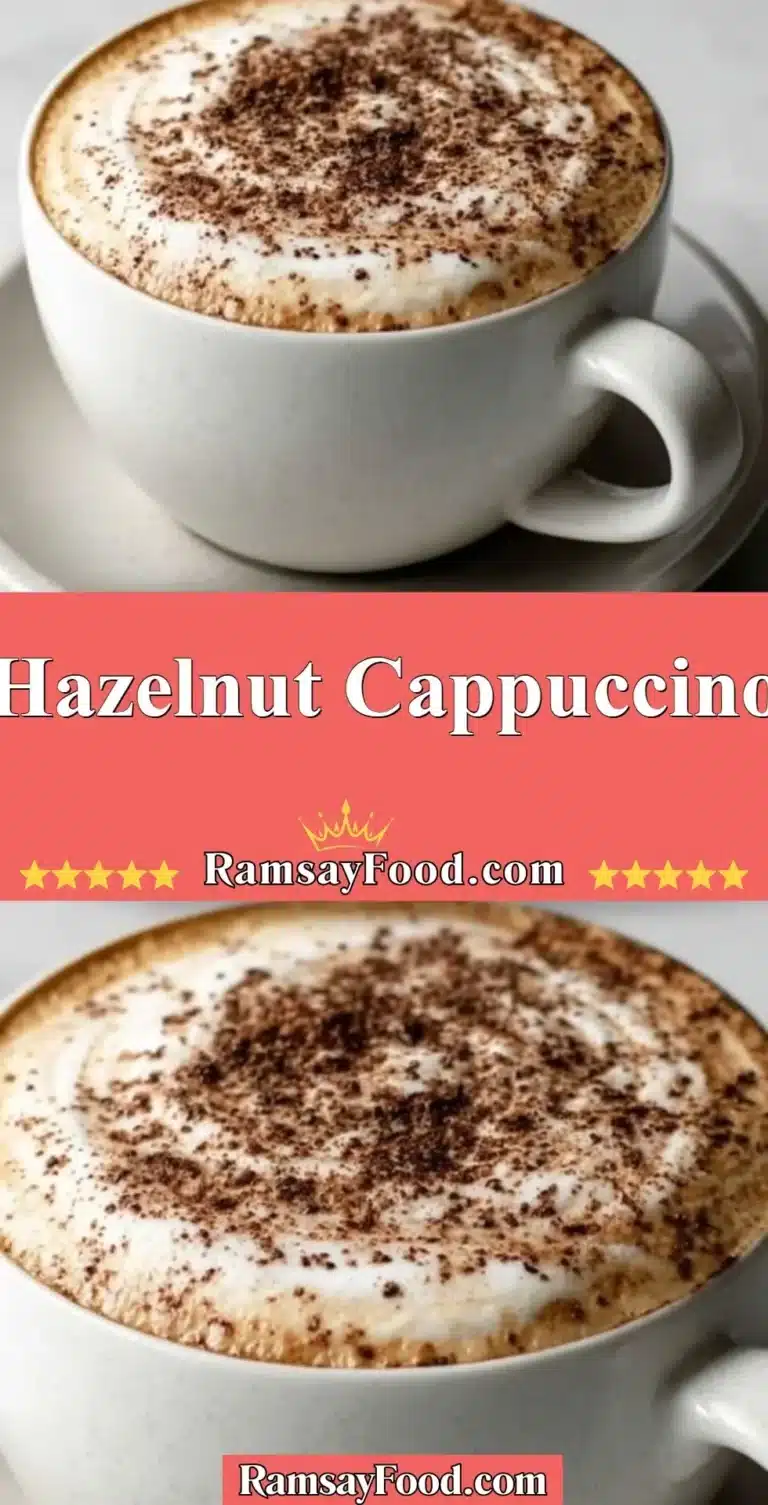 Hazelnut Cappuccino 6 Delicious hazelnut cappuccino topped with frothy milk and cocoa powder