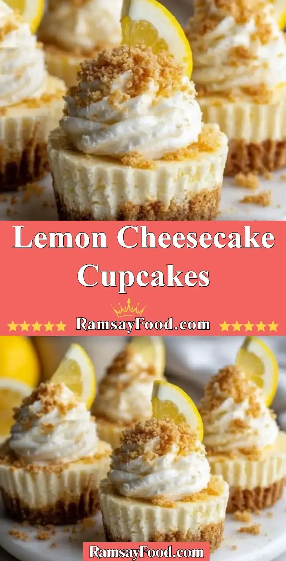 Lemon Cheesecake Cupcakes 23 Delicious Lemon Cheesecake Cupcakes topped with lemon zest and creamy frosting