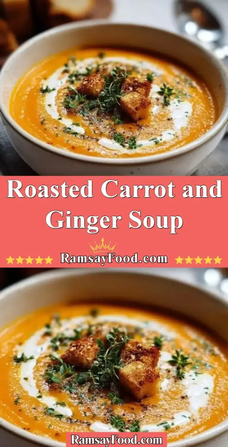 Roasted Carrot and Ginger Soup 4 Bowl of roasted carrot ginger soup garnished with fresh herbs