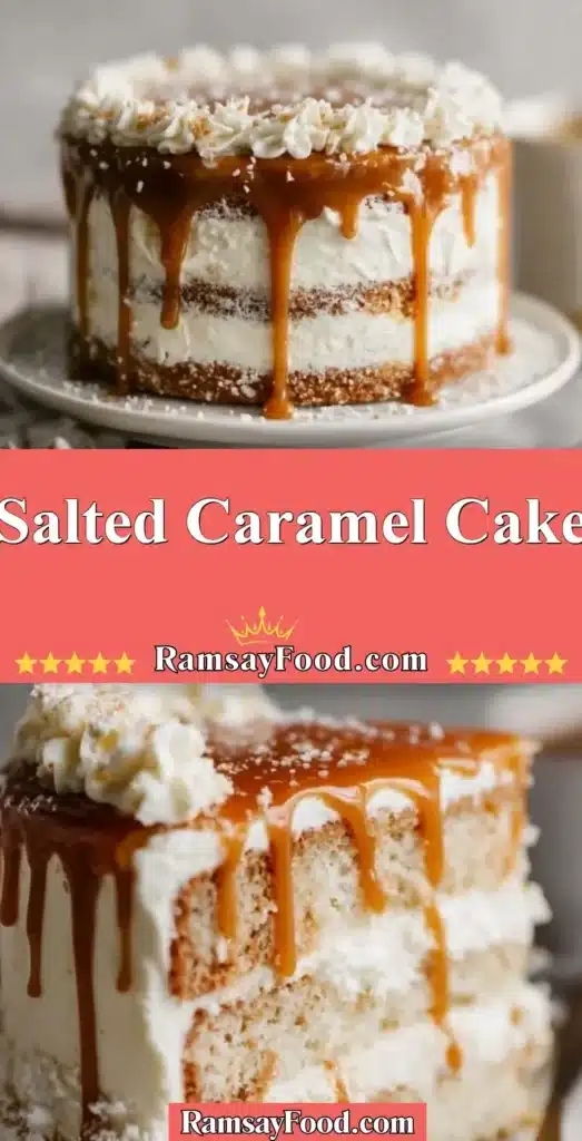 Delicious Salted Caramel Cake with luscious icing and caramel drizzle