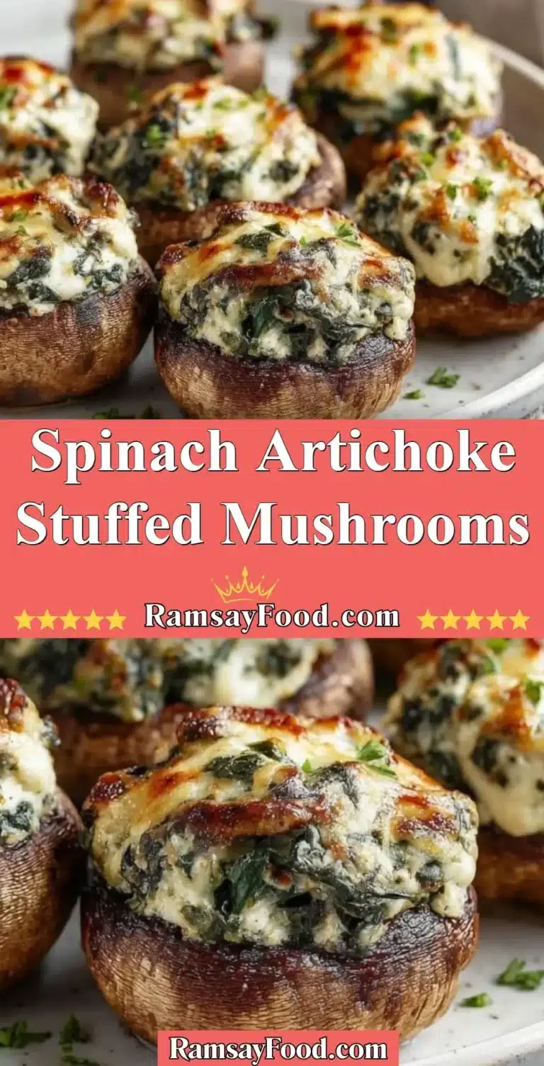 Spinach Artichoke Stuffed Mushrooms 7 Delicious spinach artichoke stuffed mushrooms served on a platter