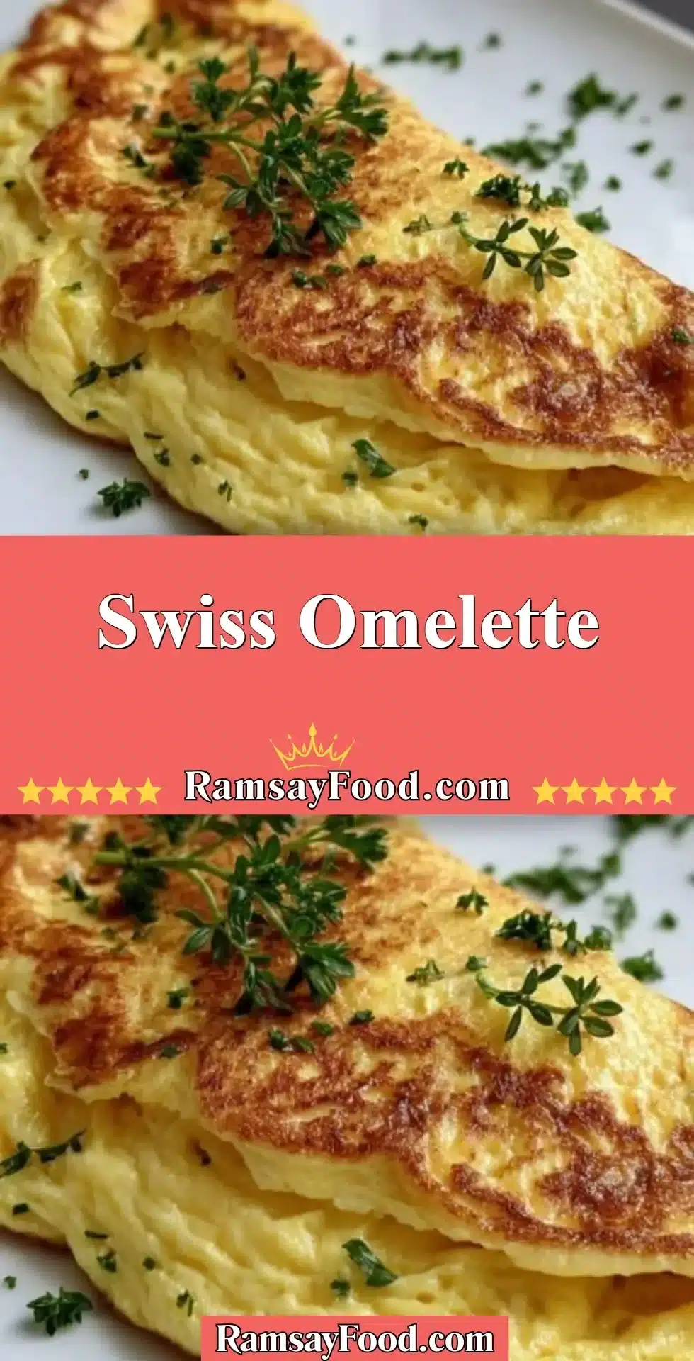 Swiss Omelette 28 Delicious Swiss Omelette filled with cheese and herbs on a plate