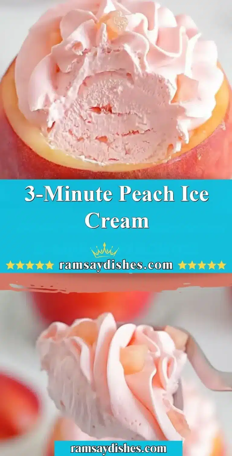 3-Minute Peach Ice Cream 6 Quick and easy 3-minute peach ice cream served in a bowl with fresh peaches on top