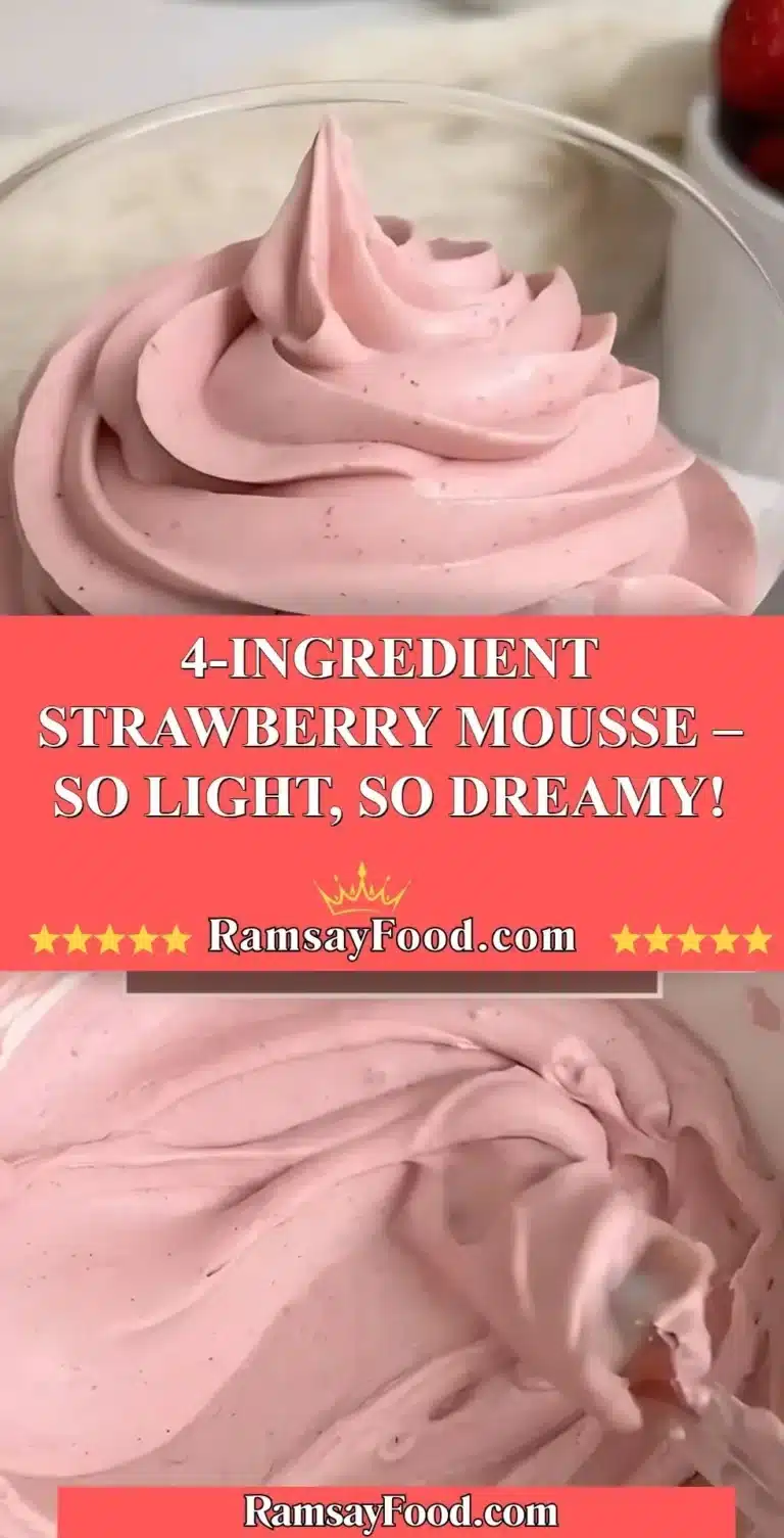 4-Ingredient Strawberry Mousse – So Light, So Dreamy! 7 Delicious 4-Ingredient Strawberry Mousse in a dessert bowl with fresh strawberries on top