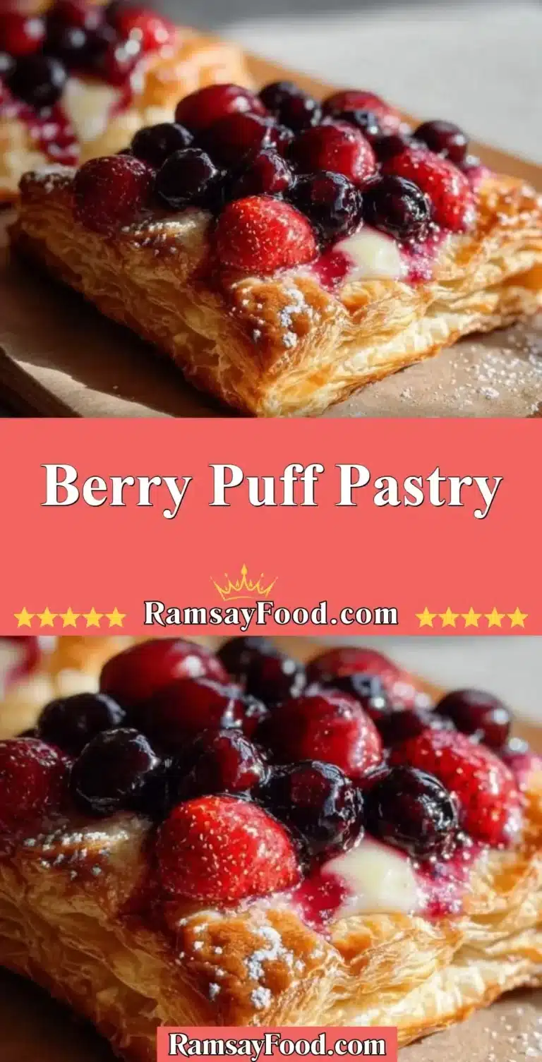 Berry Puff Pastry 5 Delicious berry puff pastry with flaky layers and vibrant fresh berries.