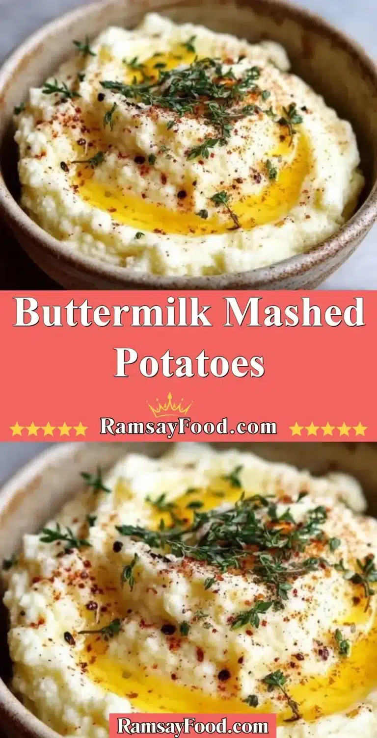 Buttermilk Mashed Potatoes 6 Creamy buttermilk mashed potatoes served in a bowl with herbs