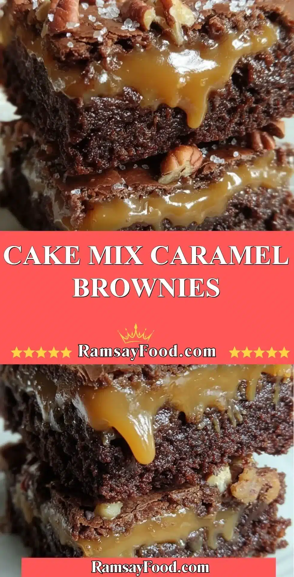 Cake Mix Caramel Brownies 2 Delicious cake mix caramel brownies topped with gooey caramel sauce
