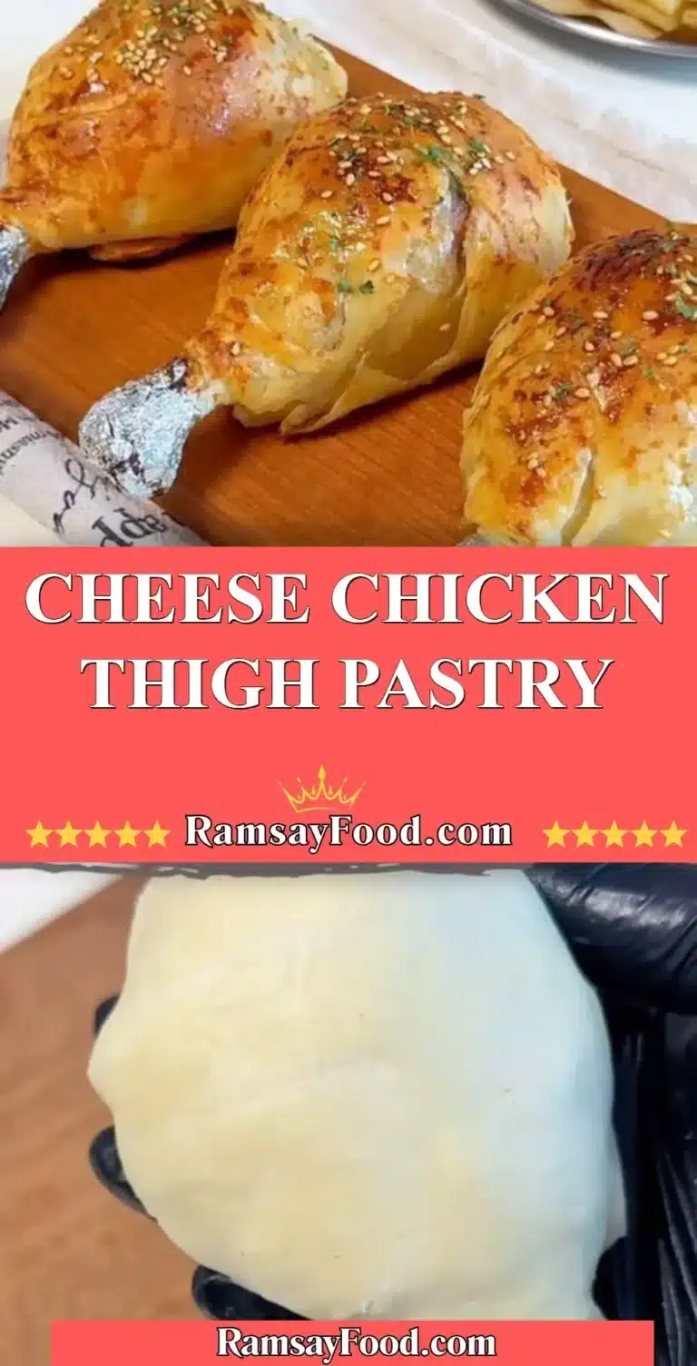 Cheese Chicken Thigh Pastry 9 Cheese Chicken Thigh Pastry showcasing flaky pastry with melty cheese and chicken filling.