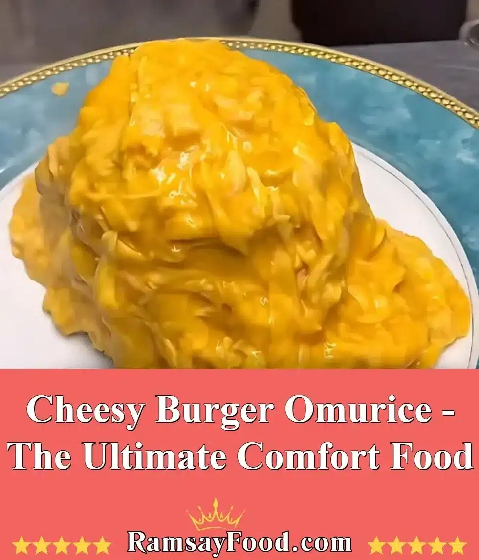 Delicious Cheesy Burger Omurice served with a golden omelet and melted cheese