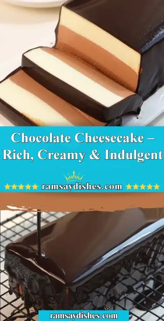 Delicious slice of rich chocolate cheesecake on a plate