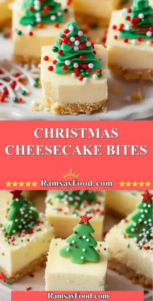 Delicious Christmas cheesecake bites decorated with festive toppings