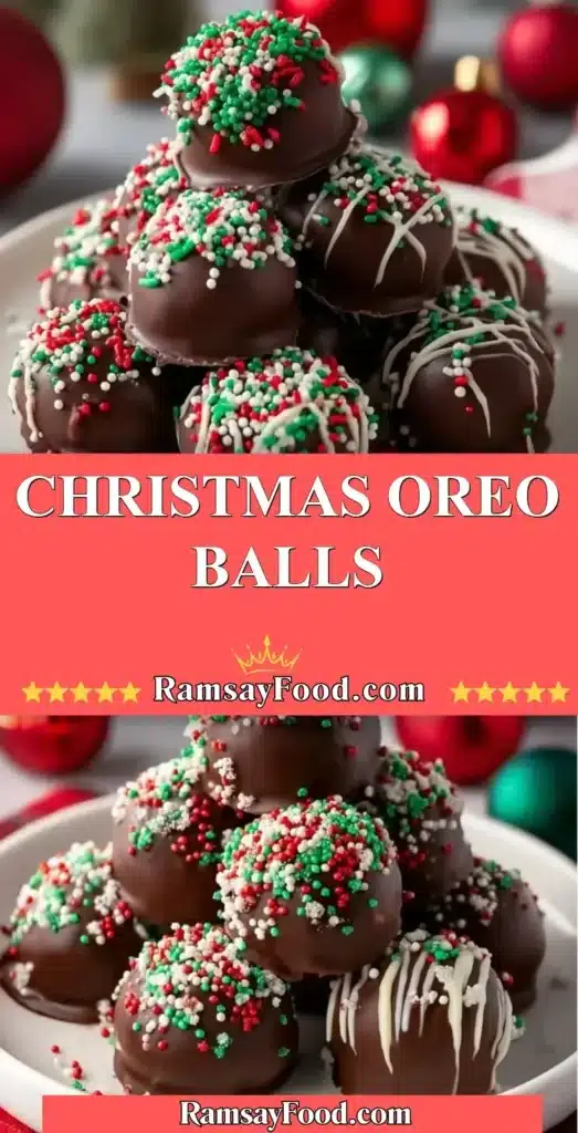Delicious Christmas Oreo Balls decorated for the holiday season