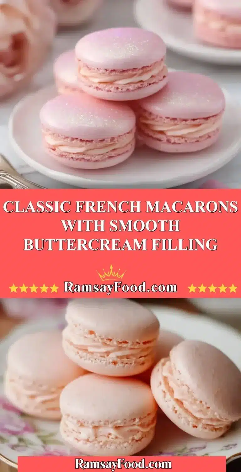 Classic French Macarons with Smooth Buttercream Filling 8 Delicious classic French macarons filled with smooth buttercream