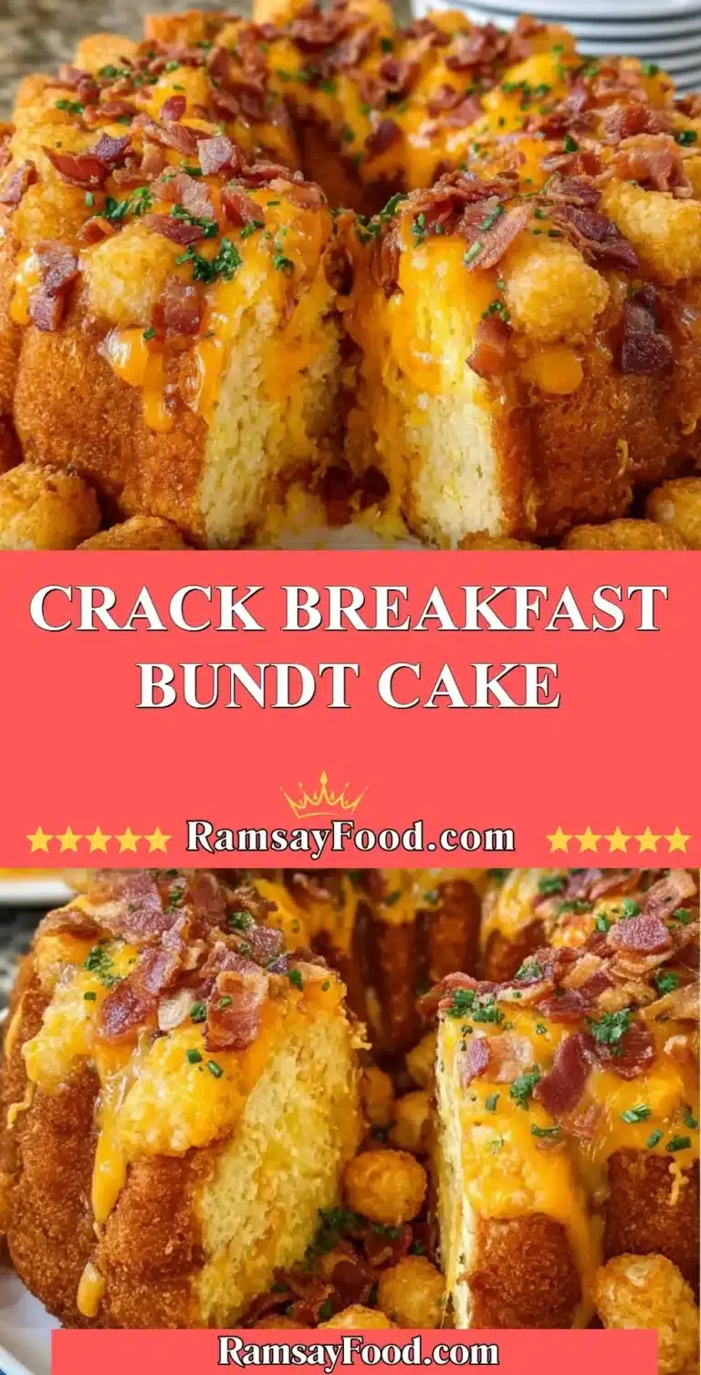 Delicious Crack Breakfast Bundt Cake served on a plate with fruit garnish
