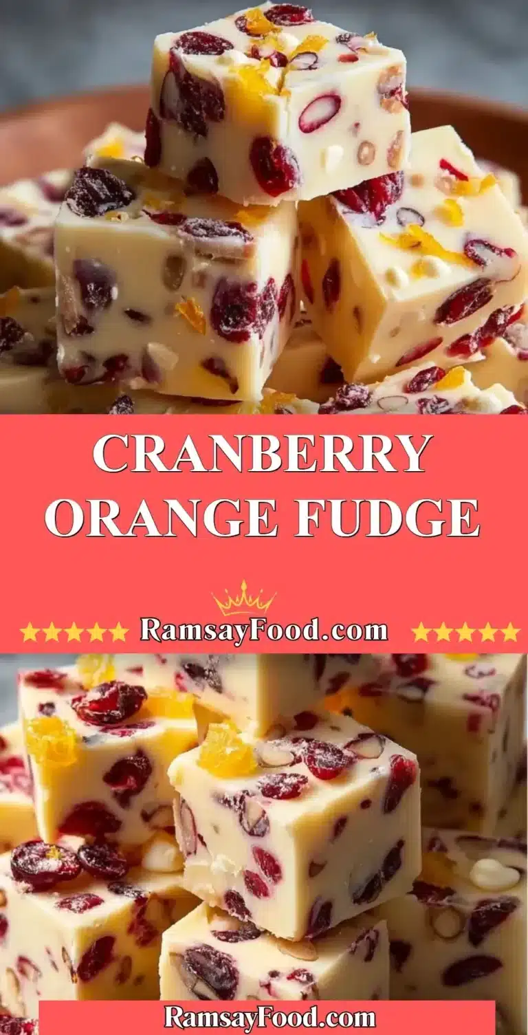 Delicious cranberry orange fudge dessert with rich texture and vibrant colors.