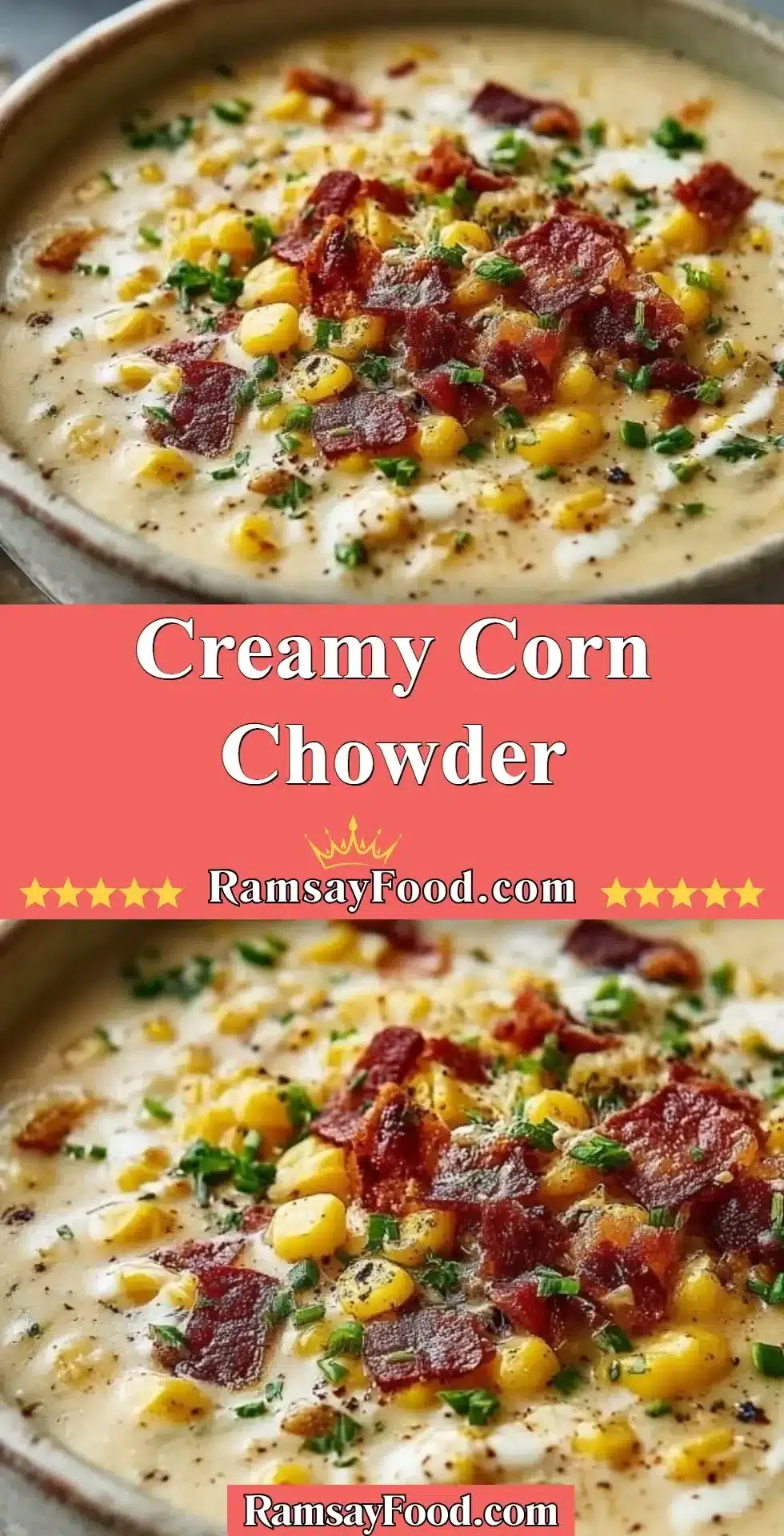 Creamy Corn Chowder 2 Bowl of delicious creamy corn chowder with fresh herbs and vegetables