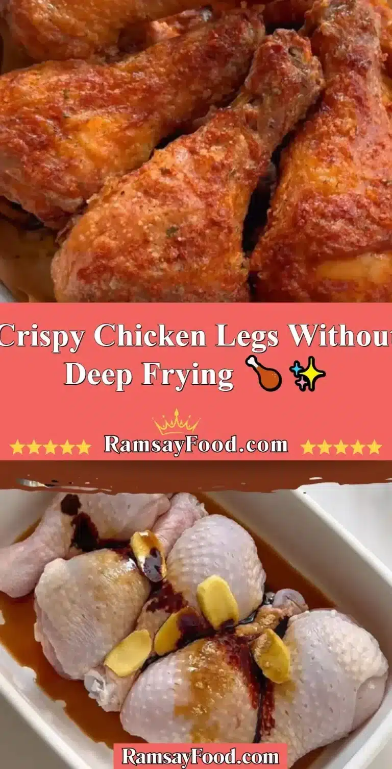 Crispy Chicken Legs Without Deep Frying 🍗✨ 5 Oven-baked crispy chicken legs served on a plate with herbs