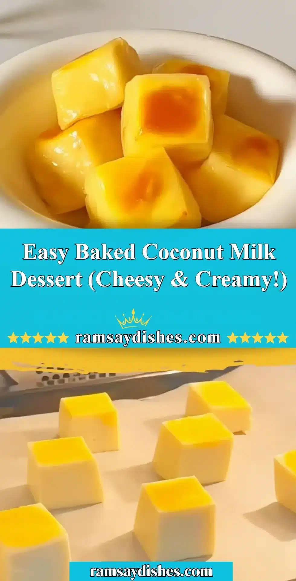 Easy Baked Coconut Milk Dessert (Cheesy & Creamy!) 2 Delicious baked coconut milk dessert topped with cheese and creamy layers