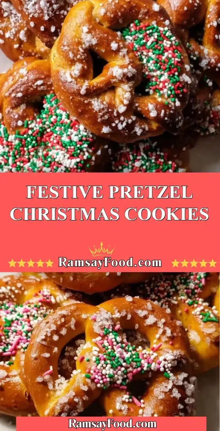 Festive Pretzel Christmas Cookies 4 Festive Pretzel Christmas Cookies decorated with colorful sprinkles