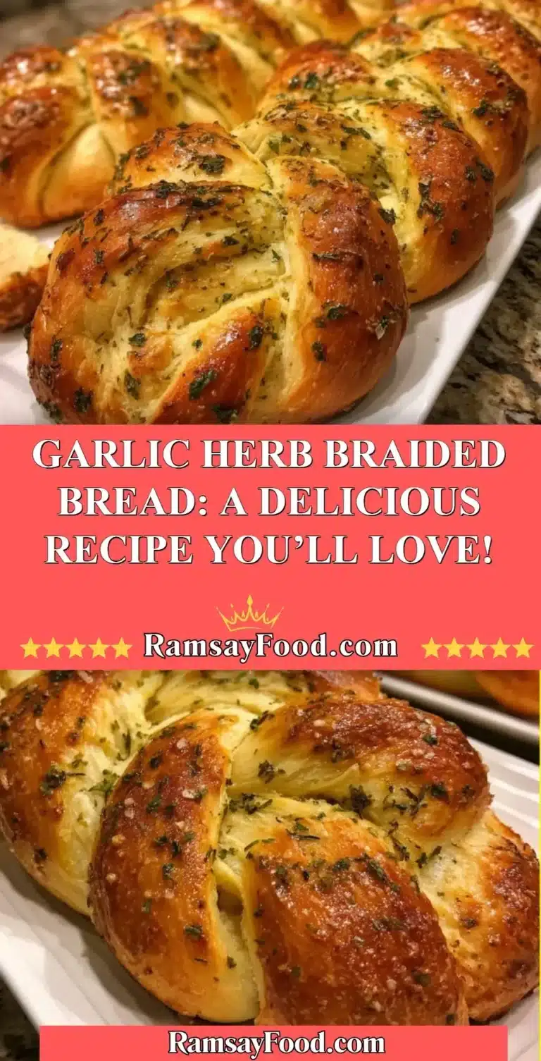 Garlic Herb Braided Bread: A Delicious Recipe You’ll Love! 4 Freshly baked Garlic Herb Braided Bread on a wooden cutting board