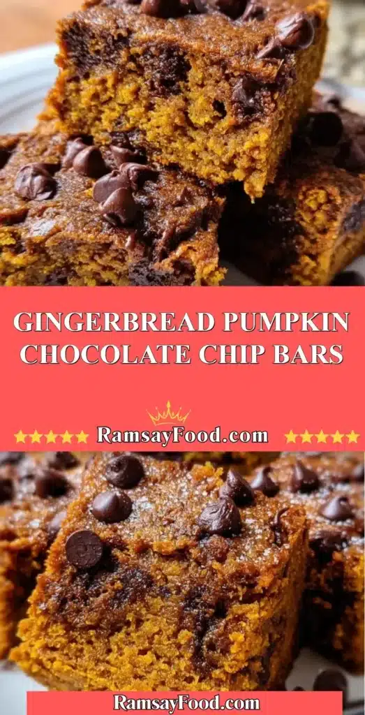 Gingerbread pumpkin chocolate chip bars fresh out of the oven