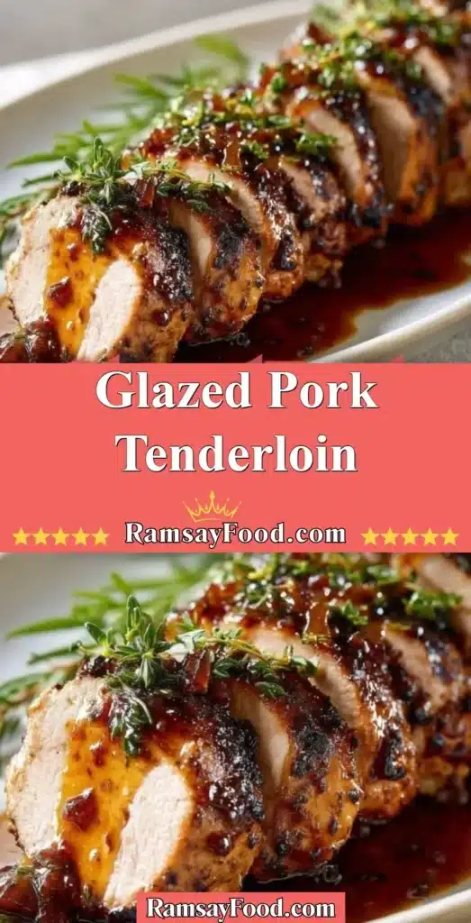 Juicy glazed pork tenderloin served with vegetables