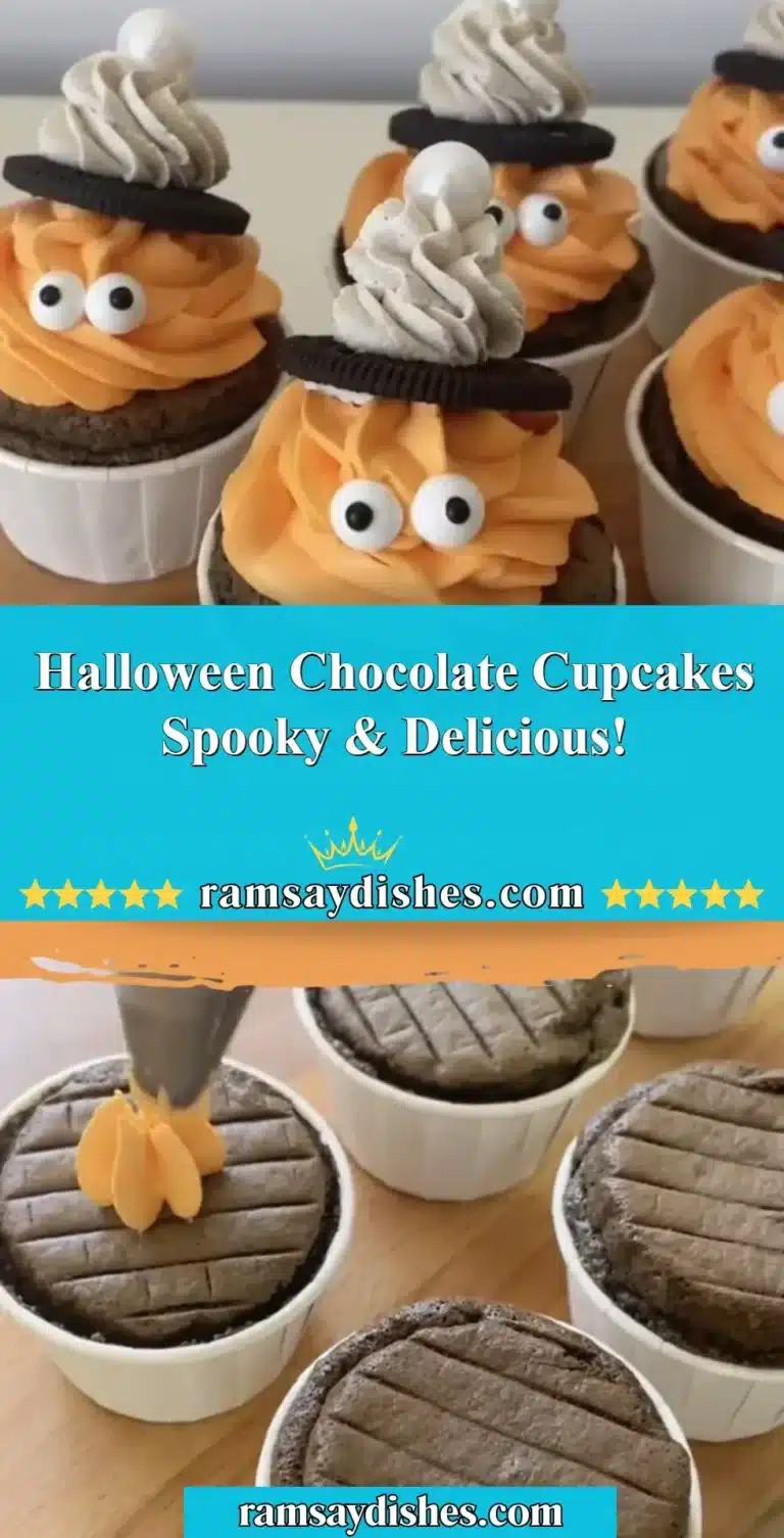 Spooky Halloween chocolate cupcakes with festive decorations