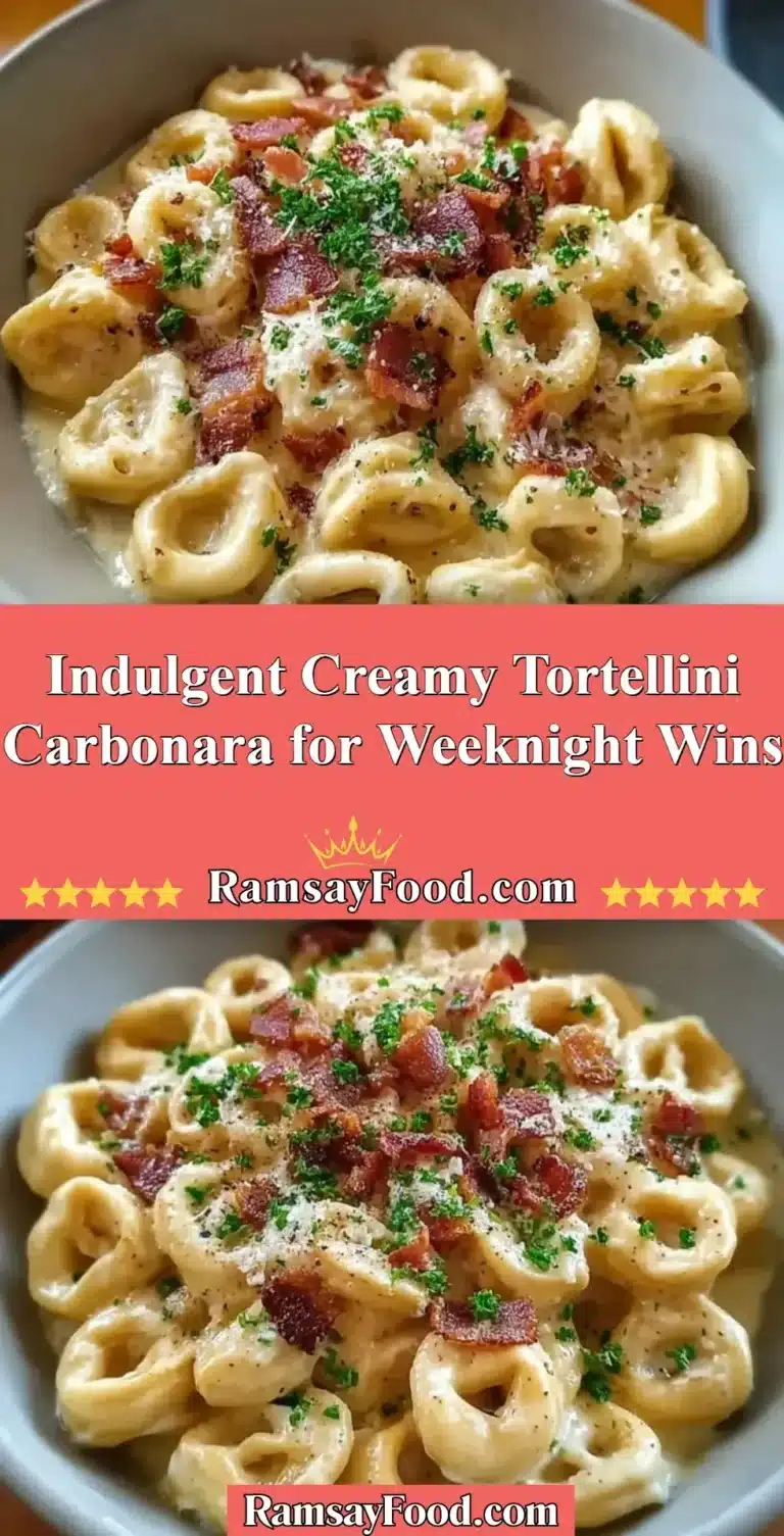 Indulgent Creamy Tortellini Carbonara for Weeknight Wins 9 Creamy tortellini carbonara dish garnished with parsley