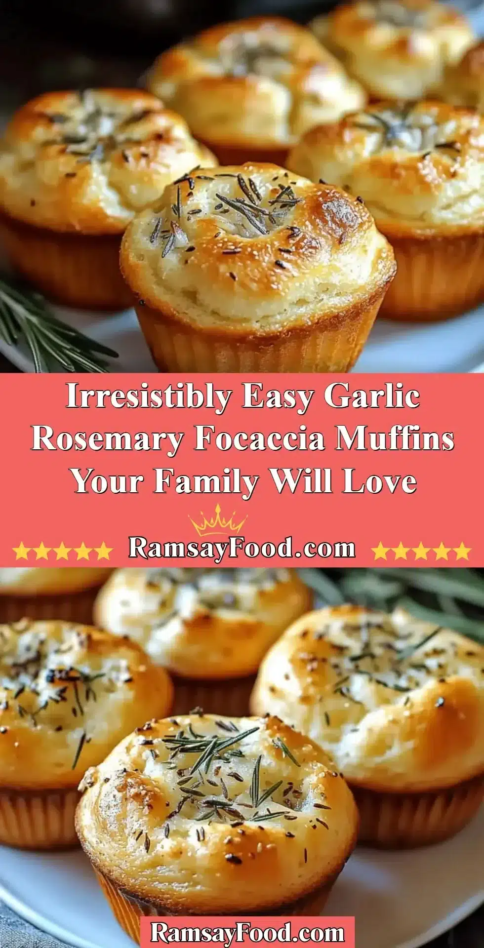 Irresistibly Easy Garlic Rosemary Focaccia Muffins Your Family Will Love 2 Delicious garlic rosemary focaccia muffins fresh out of the oven