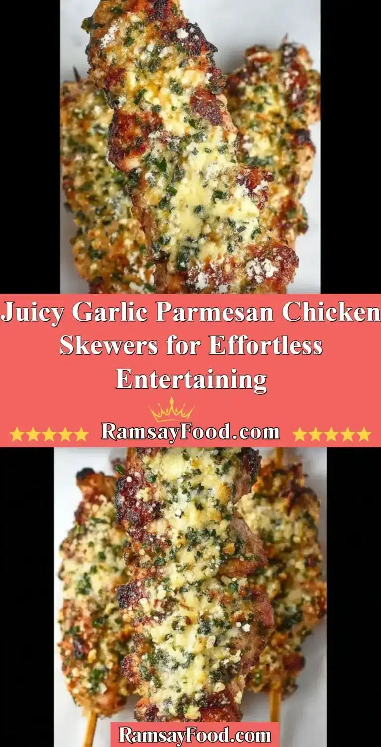 Juicy Garlic Parmesan Chicken Skewers for Effortless Entertaining 8 Plate of juicy garlic parmesan chicken skewers ready for entertaining