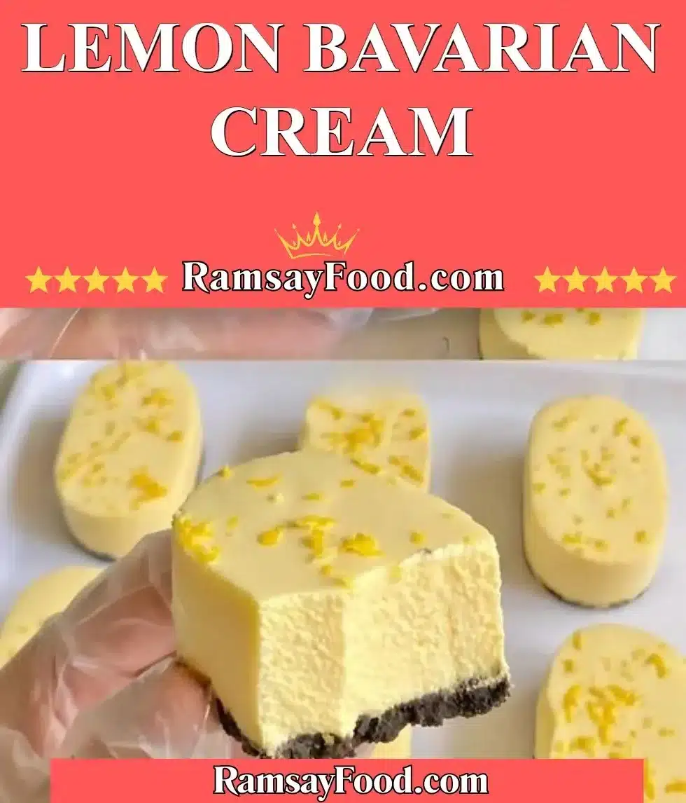 Lemon Bavarian Cream 2 Delicious Lemon Bavarian Cream dessert served in a elegant glass dish