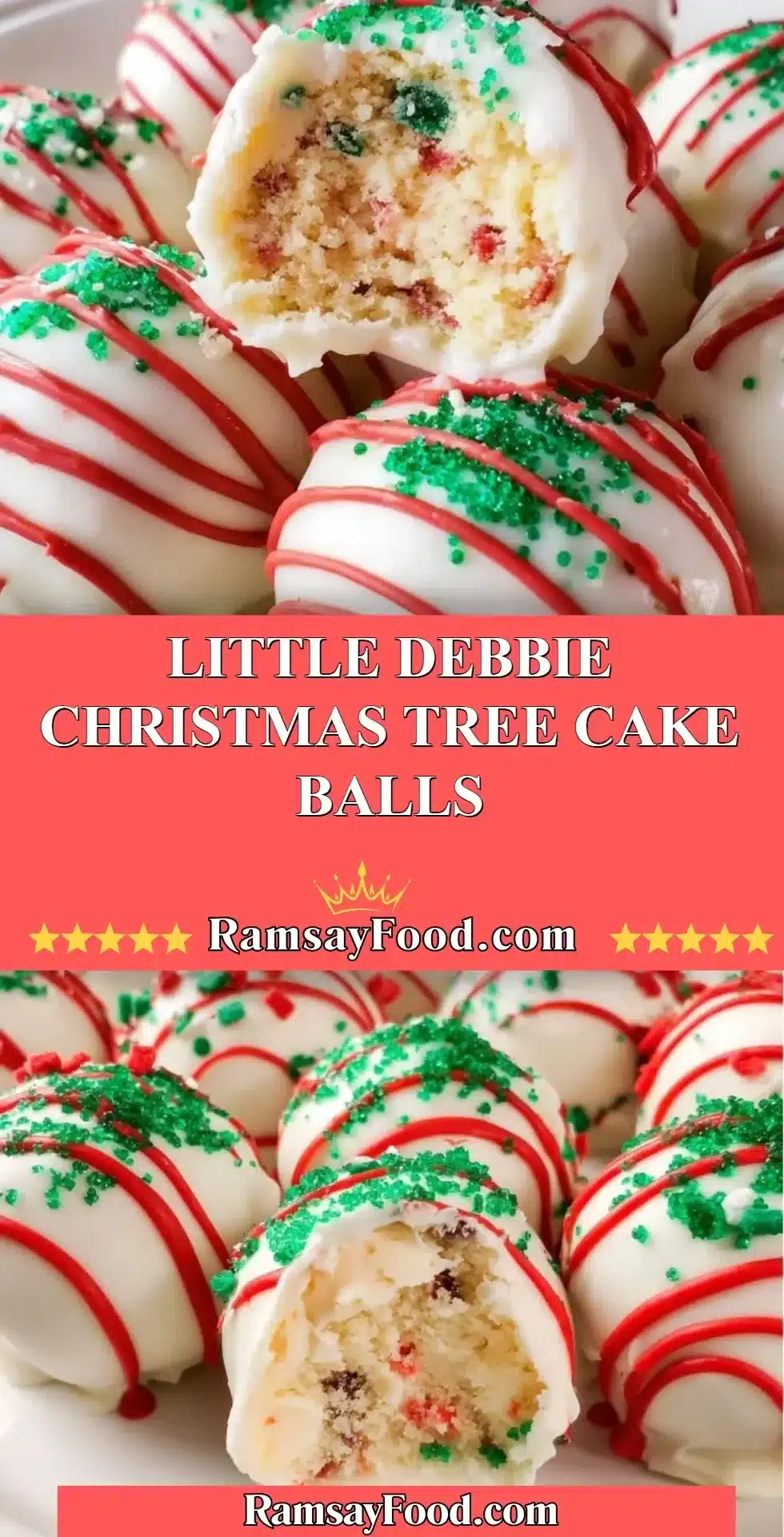 Little Debbie Christmas Tree Cake Balls 2 Little Debbie Christmas Tree Cake Balls decorated for the holidays