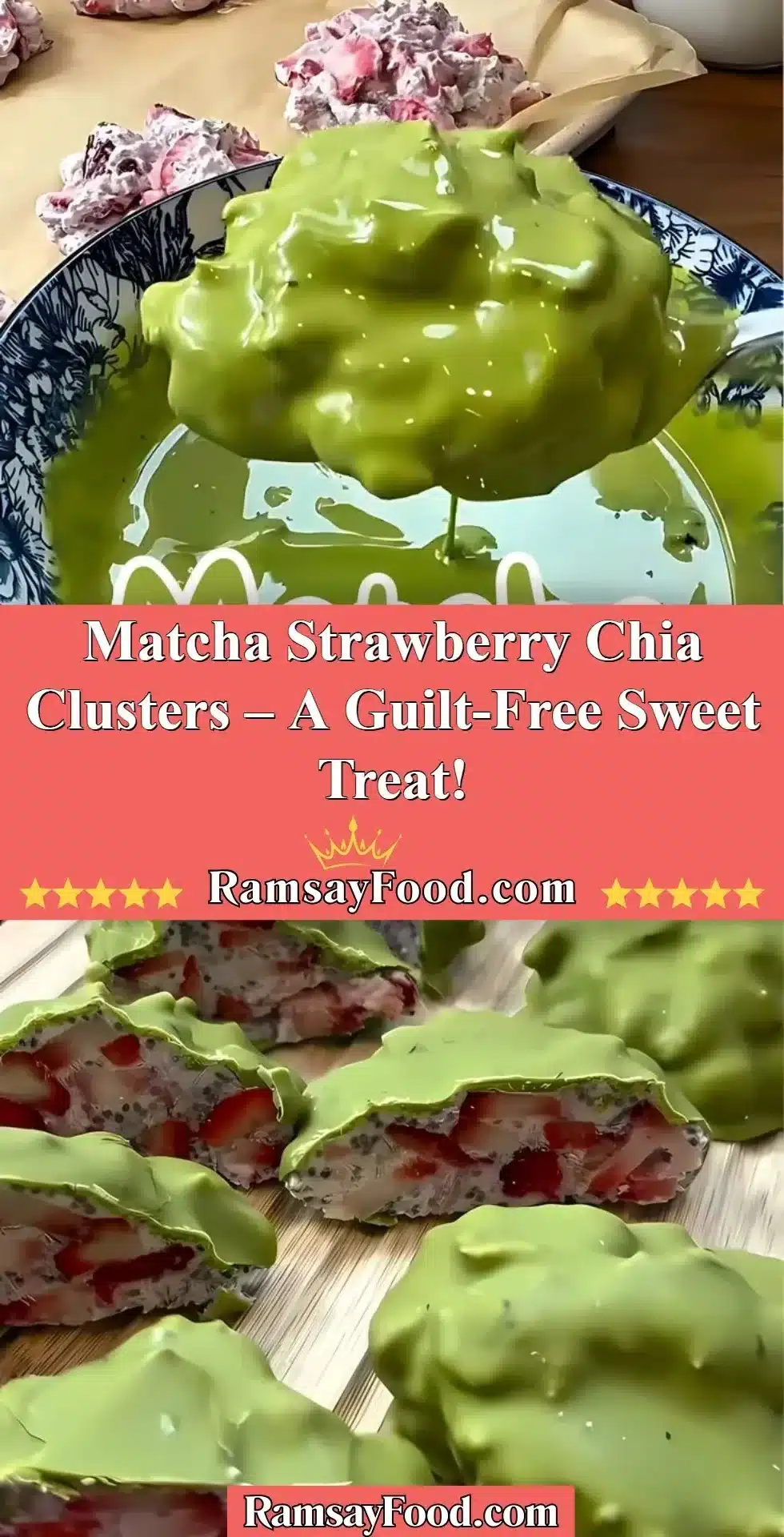 Delicious Matcha Strawberry Chia Clusters for a healthy snack option