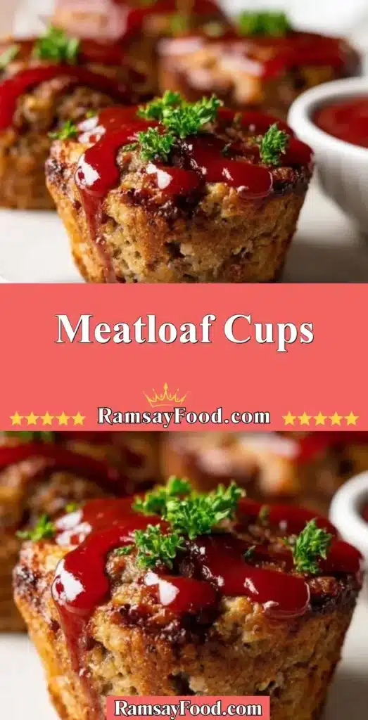 Baked Meatloaf Cups served on a platter, topped with ketchup glaze.