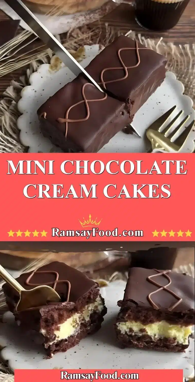 Mini Chocolate Cream Cakes topped with rich chocolate cream frosting