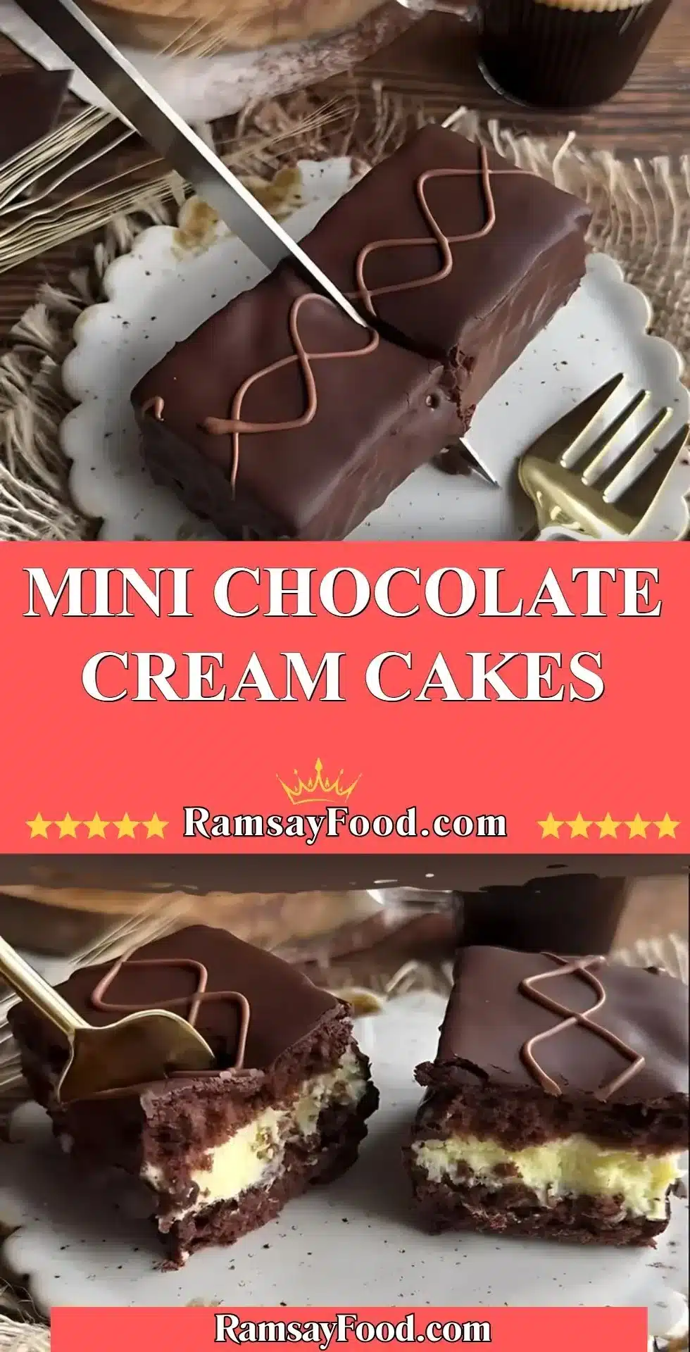 Mini Chocolate Cream Cakes 2 Mini Chocolate Cream Cakes topped with rich chocolate cream frosting