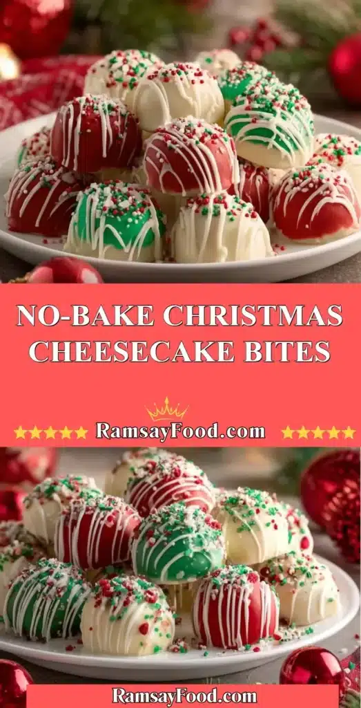 Delicious no-bake Christmas cheesecake bites ready for the holiday season
