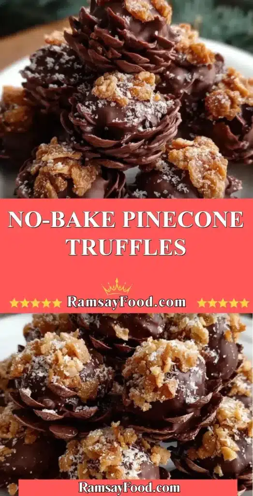 No-Bake Pinecone Truffles arranged on a festive plate