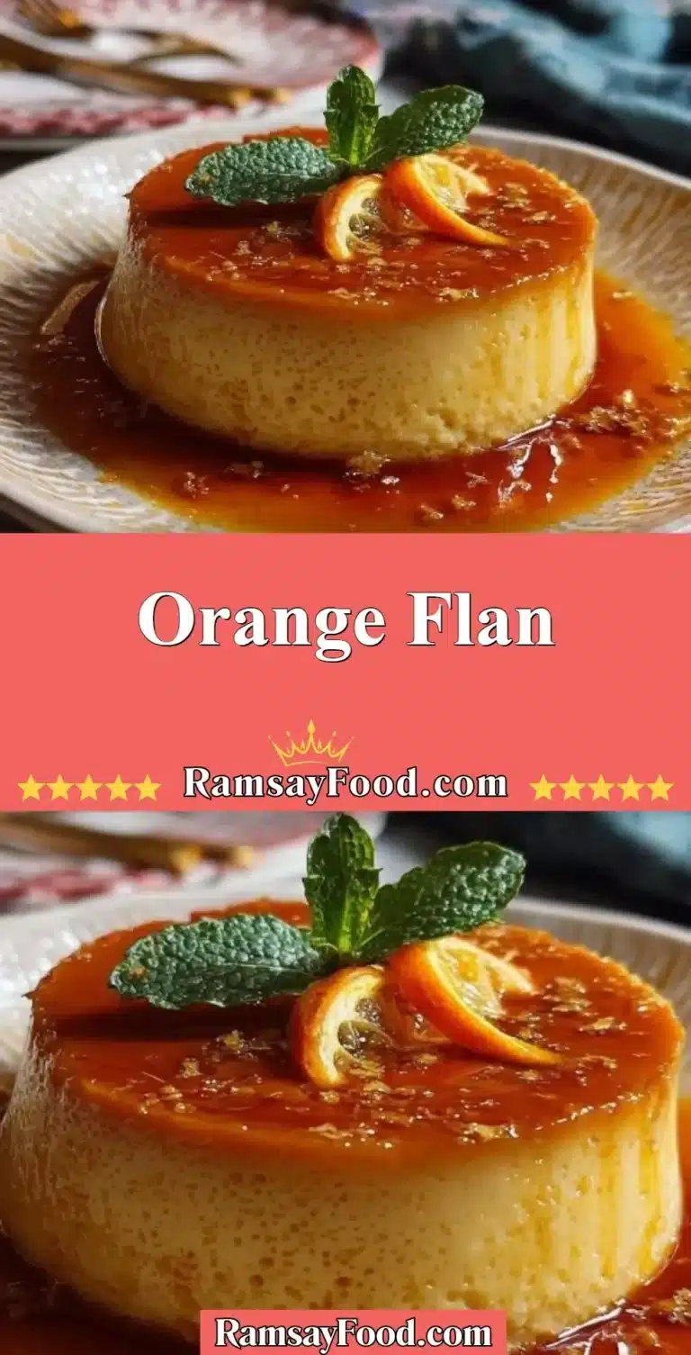 Delicious Orange Flan dessert topped with vibrant orange slices