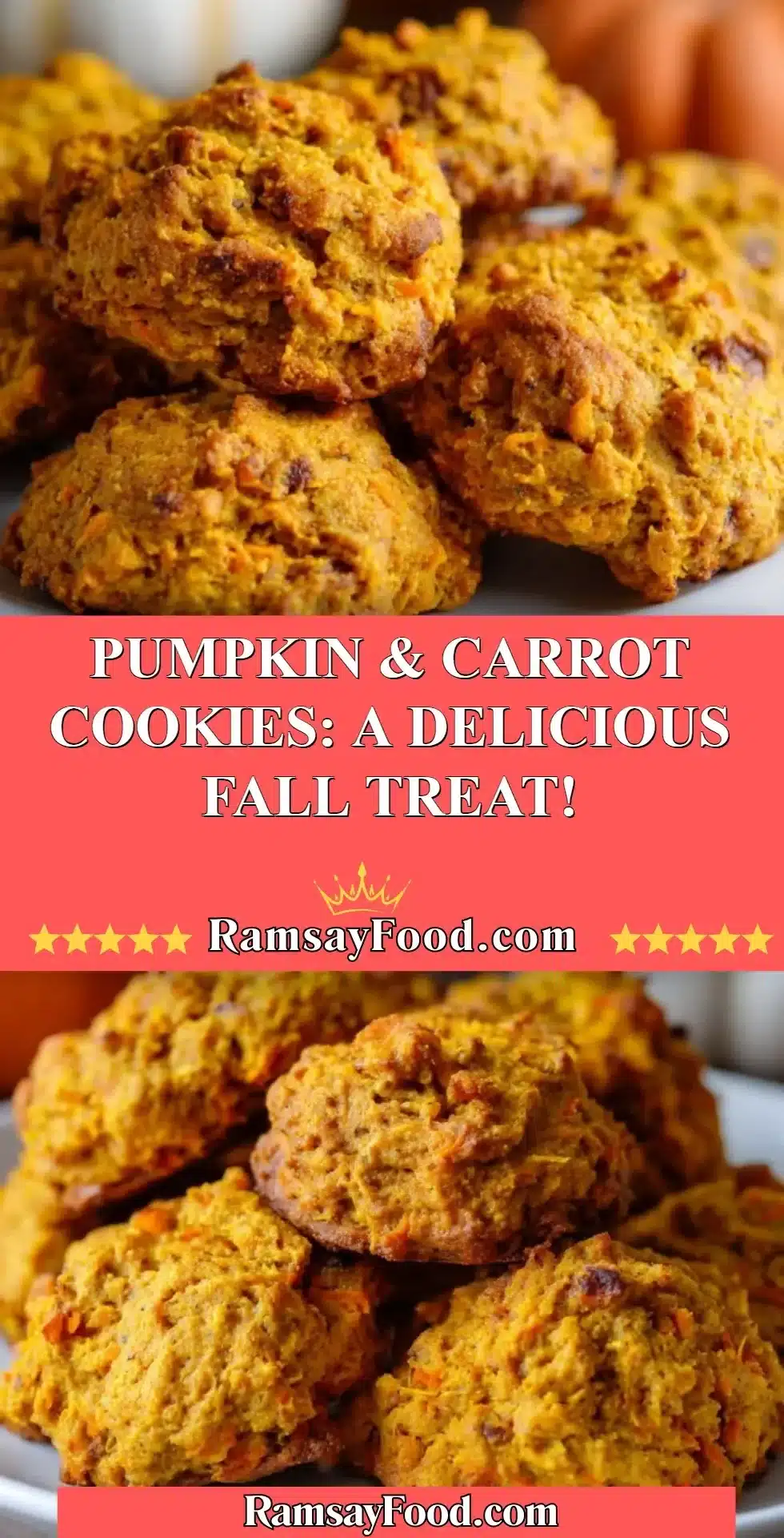 Pumpkin & Carrot Cookies: A Delicious Fall Treat! 2 Freshly baked Pumpkin Carrot Cookies on a cooling rack