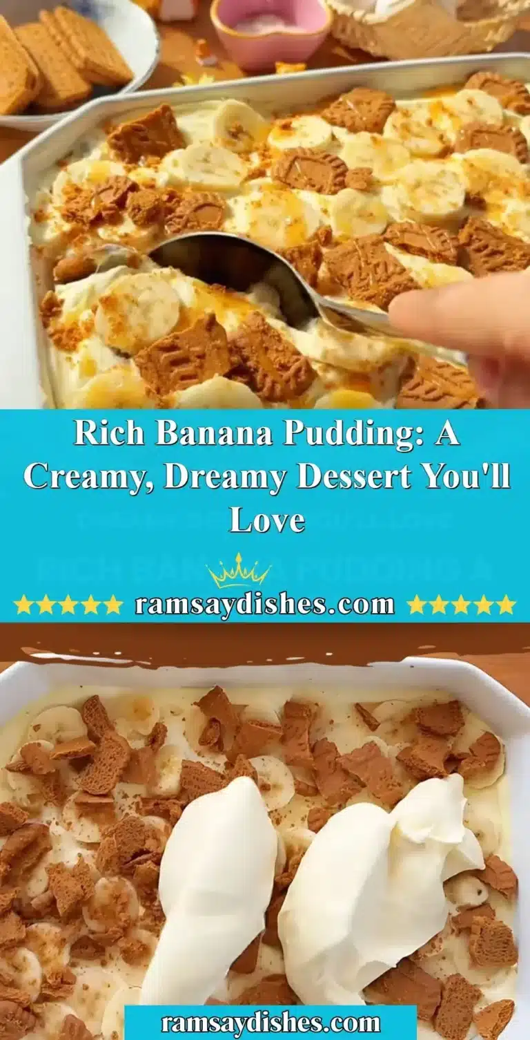 Delicious bowl of rich banana pudding garnished with sliced bananas and whipped cream