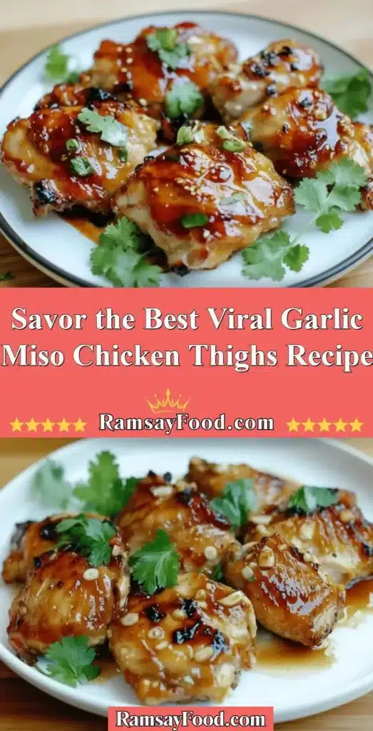 Delicious garlic miso chicken thighs served with fresh herbs