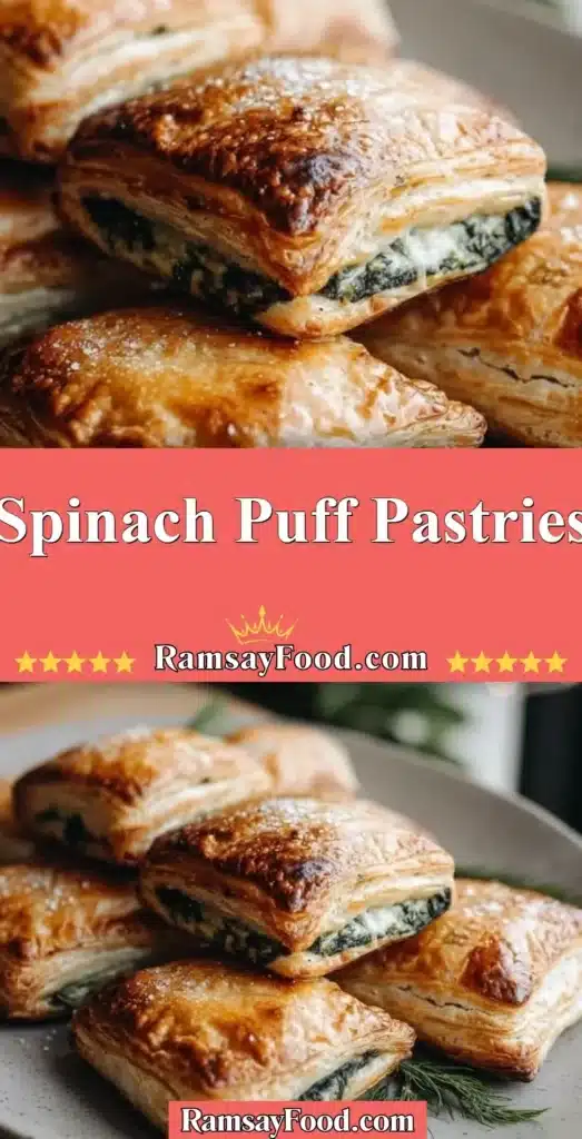 Golden-brown spinach puff pastries filled with spinach and cheese