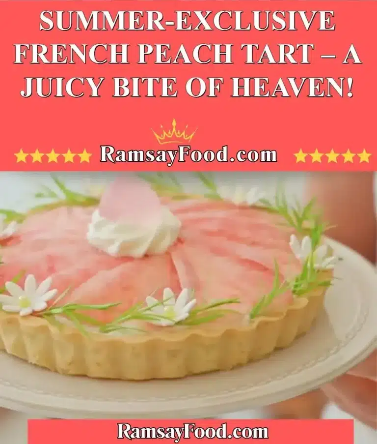 Delicious French Peach Tart topped with fresh peaches and a golden crust.