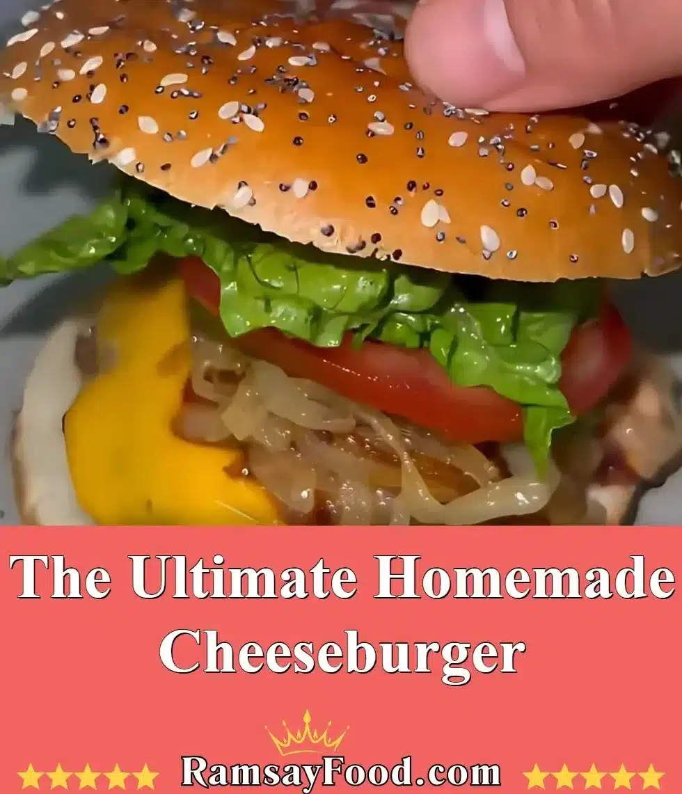 Delicious homemade cheeseburger with fresh toppings and melting cheese