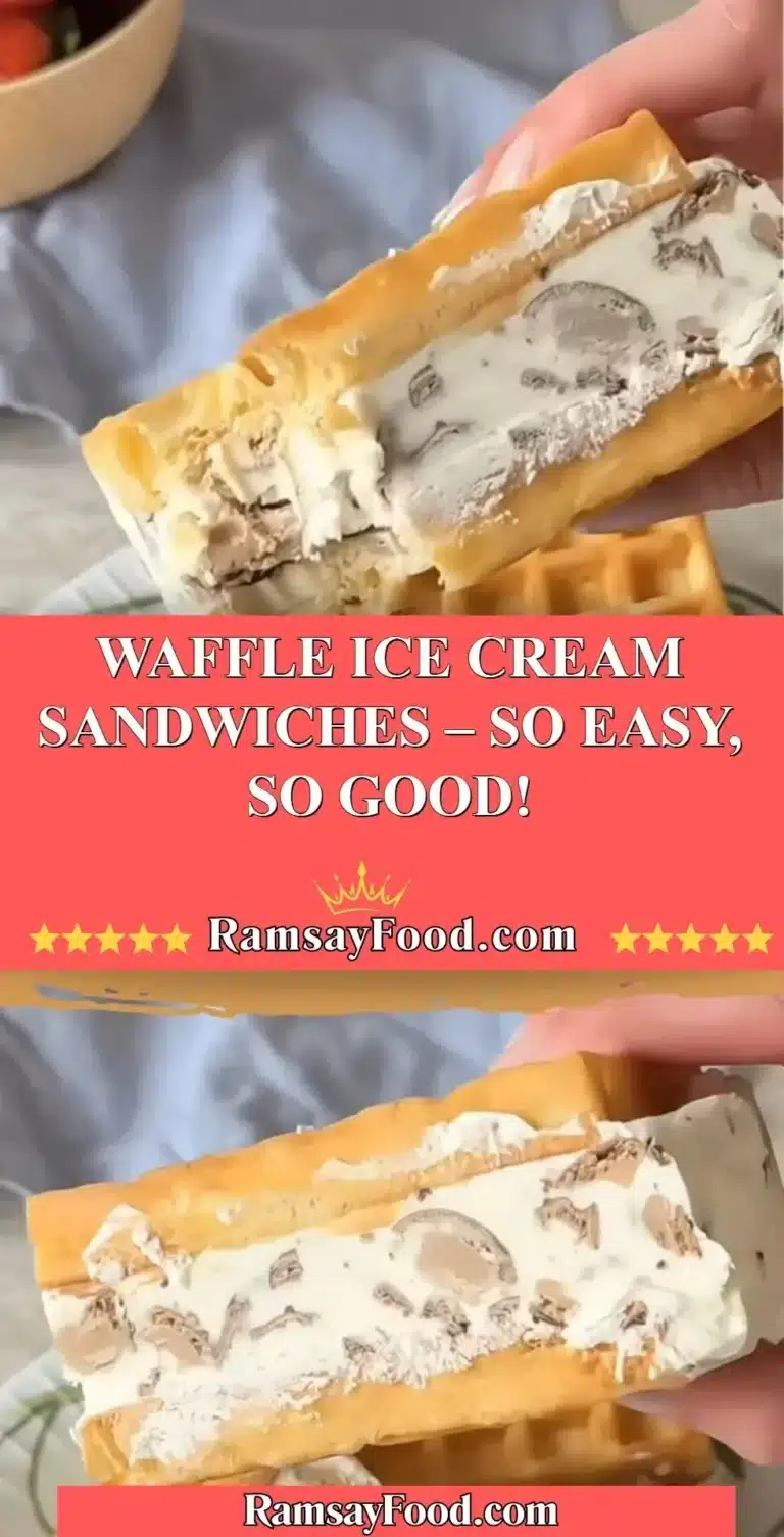 Delicious waffle ice cream sandwiches with chocolate drizzle and sprinkles.